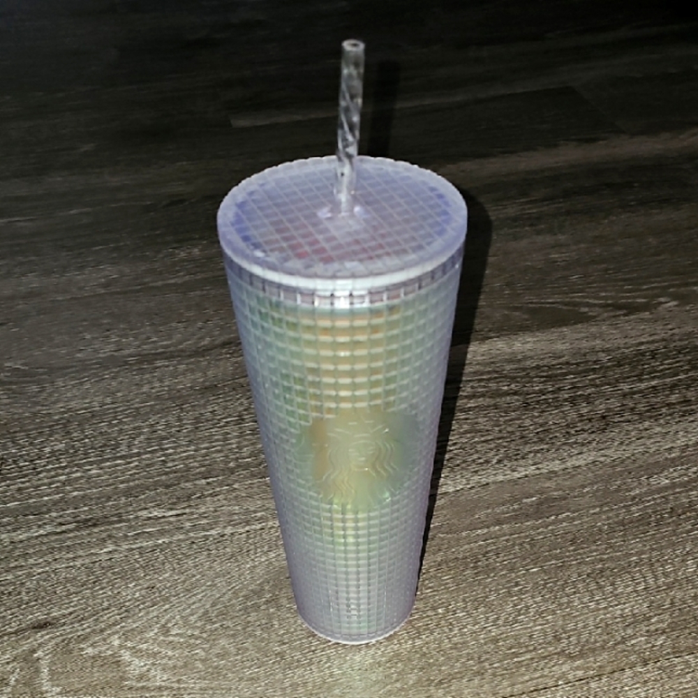 Starbucks nwts Tumbler cup. Irredescent. Grid pattern
